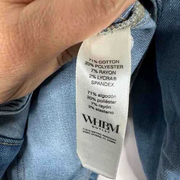 NWT White House Black Market 3/4 Sleeve Yankee Denim Shirt Crystal Light #A1718 - Picture 5 of 8